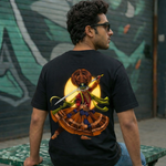 The Kathakali Warrior: Sword of Tradition Oversized T-Shirt - Black